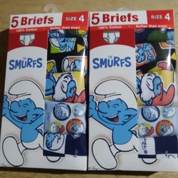 The Smurfs Boys 5 Briefs Size 4 $4 Each Pk Underwear 