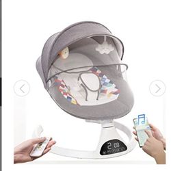 Addweet Baby Swings for Infants, Portable Bluetooth Enabled Baby Rocker with 5 Natural Swing Ranges & 10 Preset Sleep Music, Auto-Sensing Start-Stop S