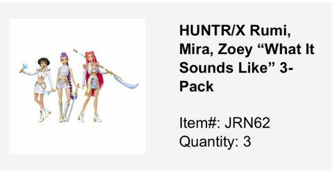 HUNTR/X Rumi, Mira, Zoey "What It Sounds Like" 3- Pack