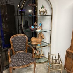 Vintage Corner Brass Etagere Shelf 