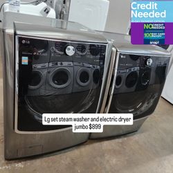 LG SET STEAM WASHER AND ELECTRIC DRYER JUMBO 👌 