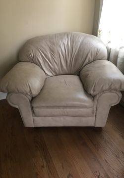 Leather sofa with ottoman