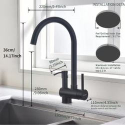 Kitchen Faucet with Soap Dispenser for One Mounting Hole,Stainless Steel Kitchen Sink Faucets,Single Handle Rv Matt Black Faucets 360°Rotatable
