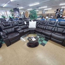 Ashley Power Reclining Sectional Adjustable Headrest USB Port