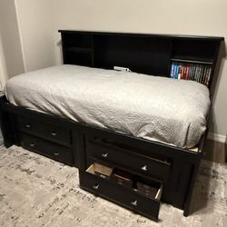 Quality Twin Bed Frame W/ Storage & Dresser 