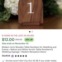 Wooden Table Numbers 