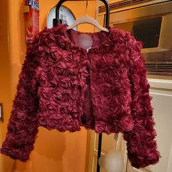 Crop Jacket With Rose Design