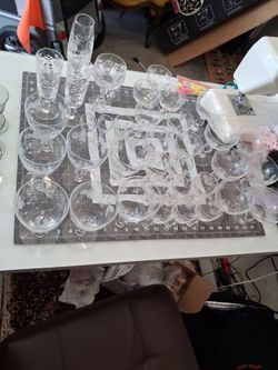 36 Vintage Etched Cocktail Glasses - Retro Leaf Garland Collection - Value over $500?
