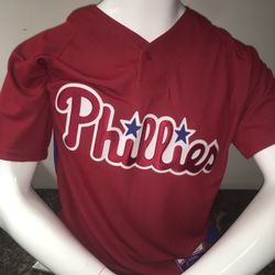 Philadelphia Phillies Jersey Made in USA Red MEDIUM Majestic MLB Authentic  Pre-owned No rips, tears or stains Majestic Cool-Base 15+ Philadelphia tea