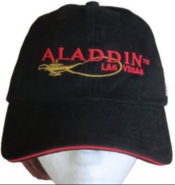 Vintage Aladdin Casino Las Vegas Cap Hat Black Adj Strapback NEW