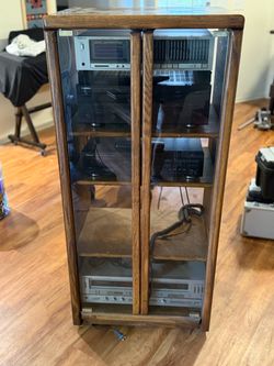 Vintage Oak Stereo Cabinet / Media Rack (Equipment Sold Separately)