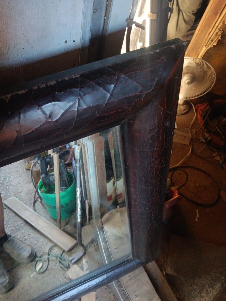 Heavy Glass Bevelled Edge Framed Mirror.