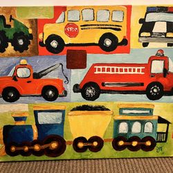 The Kids Room by Stupell Transportation Collage Canvas Wall Art by nJoyArt