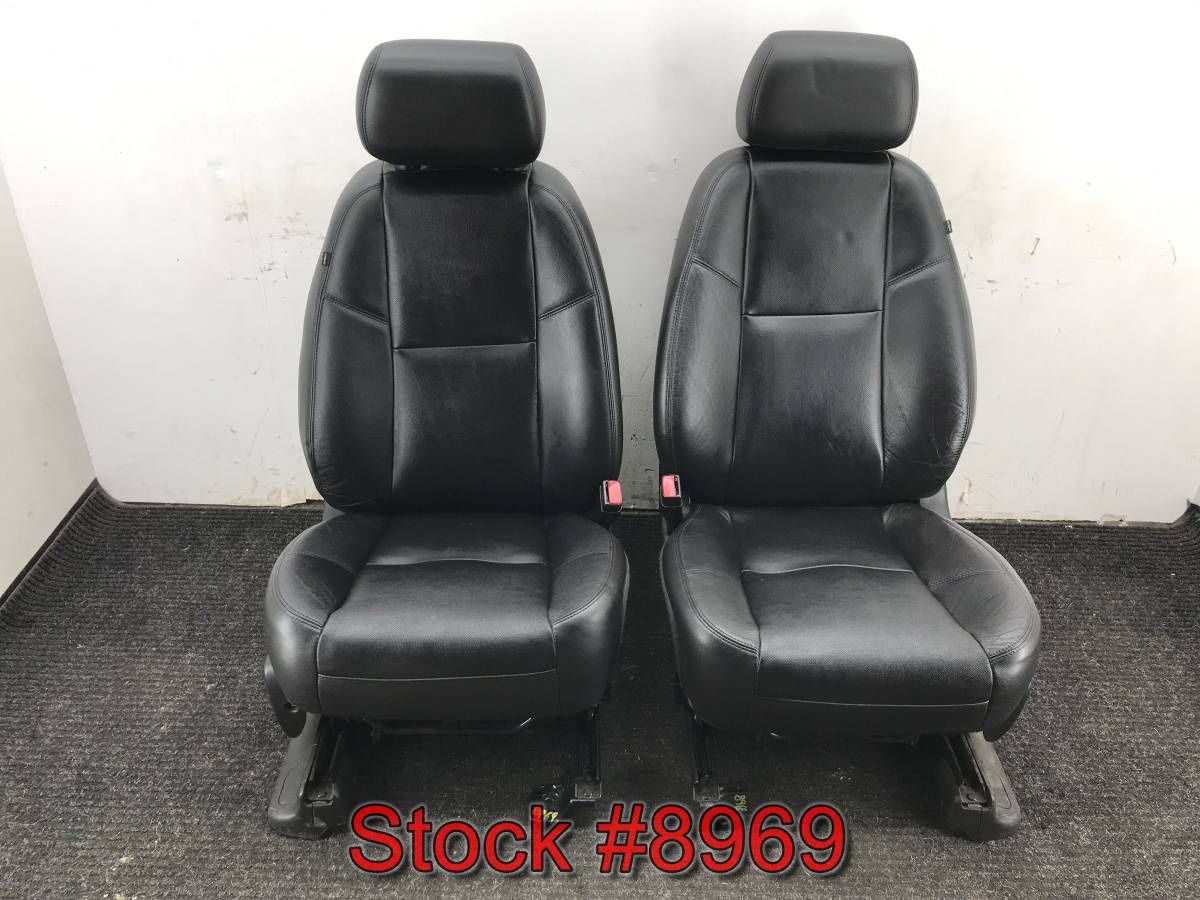 Front Bucket Seats From A 2012 GMC Sierra Black Leather Bucket Power Heat Cool Seat Stock #8969
