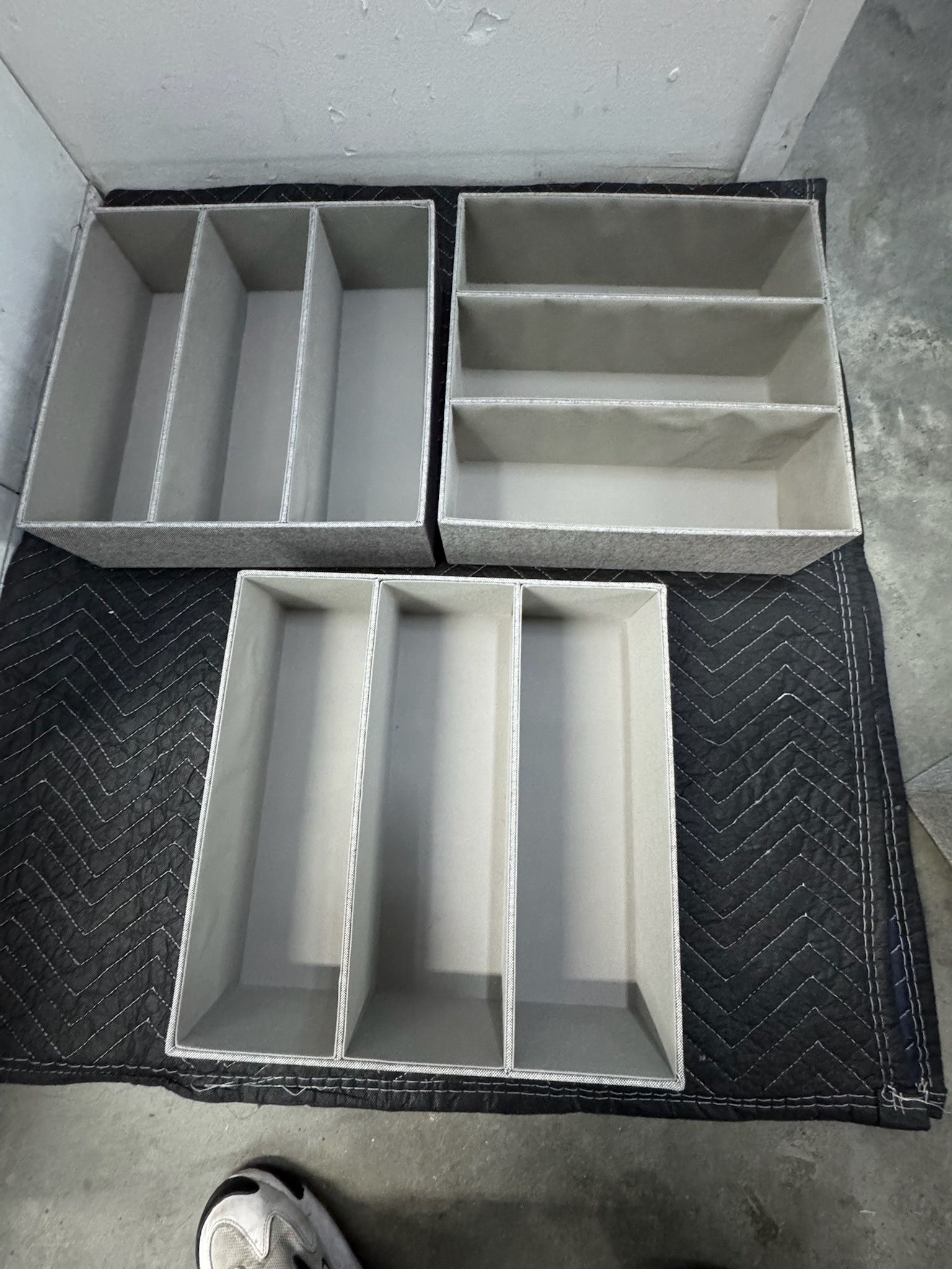 Container Store Cambridge Grey Linen Storage Bins - qty 6