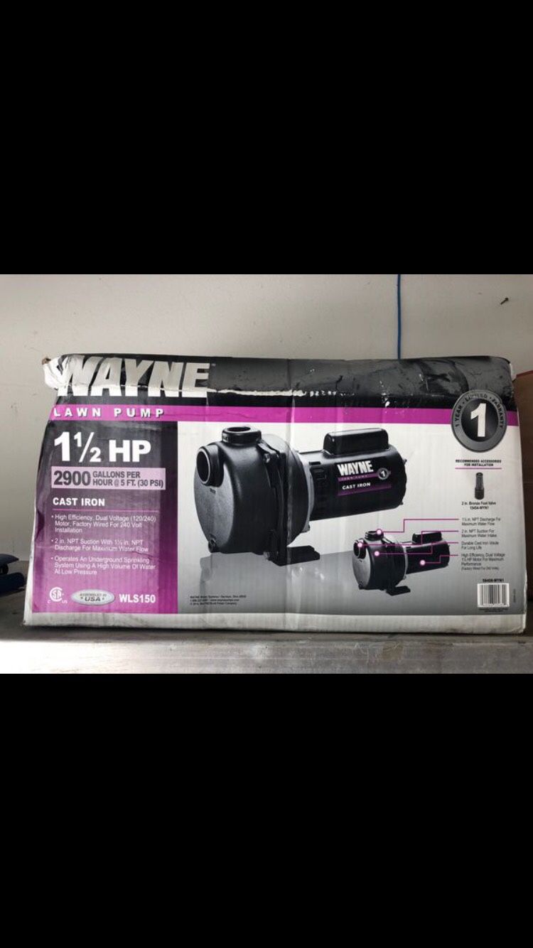 Wayne lawn pump 1 1/2 HP
