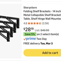 Folding Shelf Brackets - 14 Inch Heavy Duty Metal