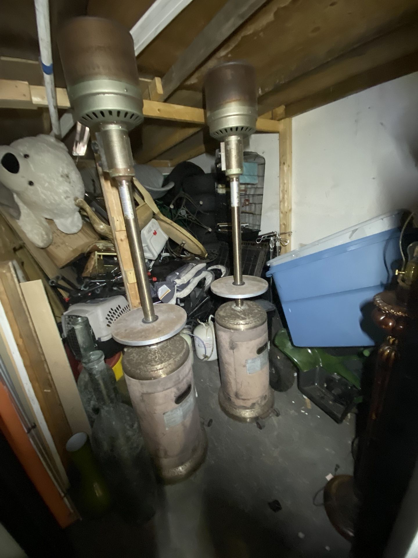 2 Outdoor propane Heaters Used $60Gets Both and includes the top parts which were removed for transport   Free Local Delivery available broward, Pal