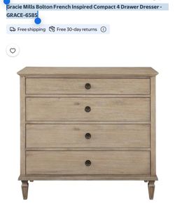 Gracie Mills Bolton French Inspired Compact 4 Drawer Dresser - GRACE-6585