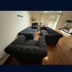 2 Oversized Tufted Couches And Loveseat