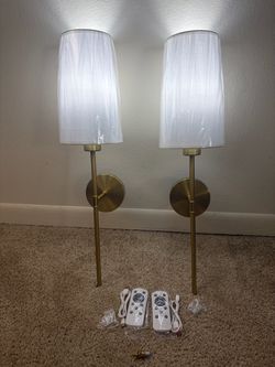 Battery Operated Wall Sconce Set of 2,Gold Rechargeable Wall Lights