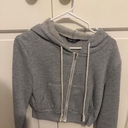 Grey Crop Hoodie
