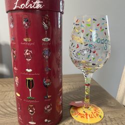 Lolita Congratulations Wine Glass Hand Painted