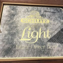 Vintage Schlitz Light Beer framed advertising  mirror sign