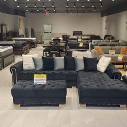 Black Velvet Sectional Couch ** Visit Our Store In Ellenton Outlets ** Or 📞 To Order