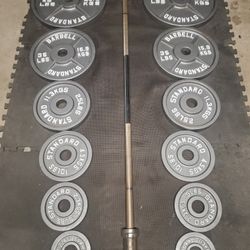 Complete Olympic Weight Set(45lb Bar 2x45lbs 2x35lbs 2x25lbs 2x10lbs 2x5lbs 2x2½)290lb with the Bar 