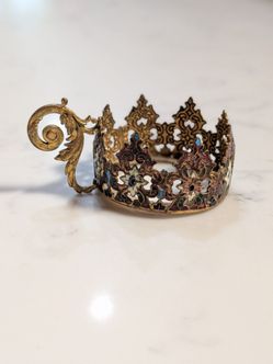Vintage Russian Filigree Podstakannik Ornate Metal Crown Tea Glass Holder