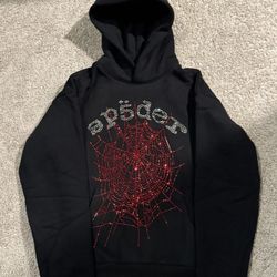 Sp5der Rhinestone OG Web V2 Hoodie Size Large 