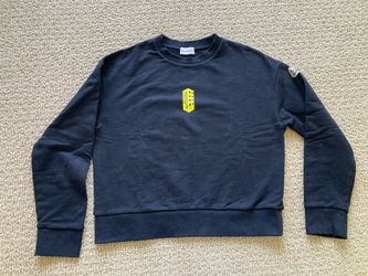 Black Moncler Crewneck Sweater with Yellow Detail
