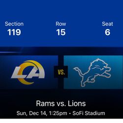RAMS VS LIONS DEC 14th SoFi Stadium 