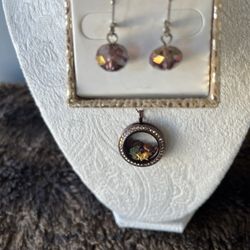 Fall 🍁 For You Floating Charm Locket W/ Earrings