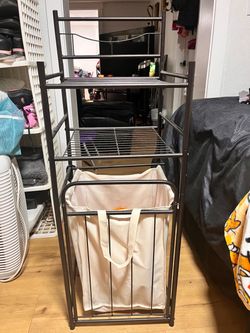 Metal Laundry Hamper with Shelves