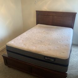 Queen Mattress, Box Spring, and Frame 