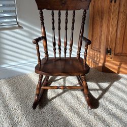 CHILD’S  SOLID WALNUT ANTIQUE ROCKING CHAIR