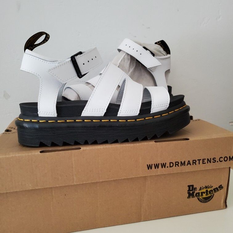NEW Dr. Martens Blaire Hydro Leather Platform Sandals White - Women's 6 RUNS BIG* (Doc Martens)