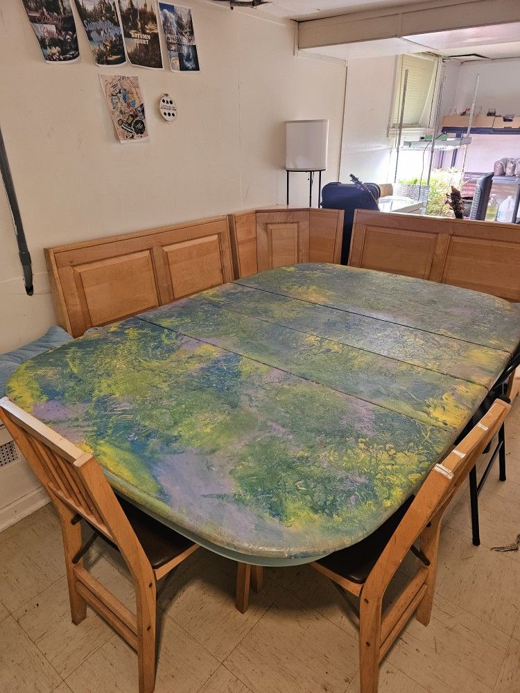 Painted Table With Leafs