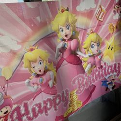 Princess Peach Happy Birthday Banner