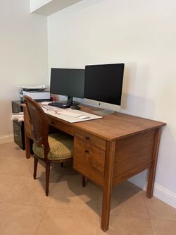Crate & Barrel Solid Oak Wood Desk