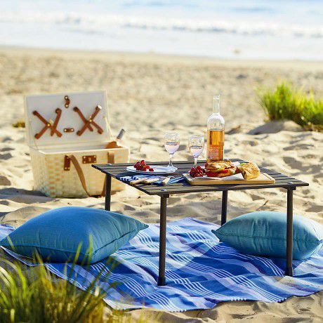 Create & Barrel Wooden Foldable Portable Table In A Bag Camping Picnic Beach 