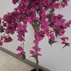 *** REDUCED *** 62" Faux Boganvillea in 12" (Diameter) Gray Resin Planter @ Lasting Creations 