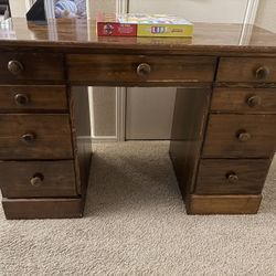 Solid Wood Desk 9 Drawers