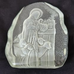 Vintage Jesus The Good Shephard Glass Paperweight