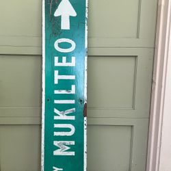 Large vintage Mukilteo Ferry Highway sign reflective 6 foot