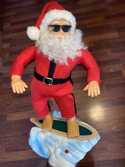 NOT WORKING GEMMY SURFING SANTA CLAUS 15 1/2” tall