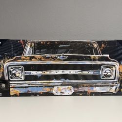 Chevrolet Truck Sign Canvas Light C10 Parts Tools Chevy Vintage Style Wall Decor