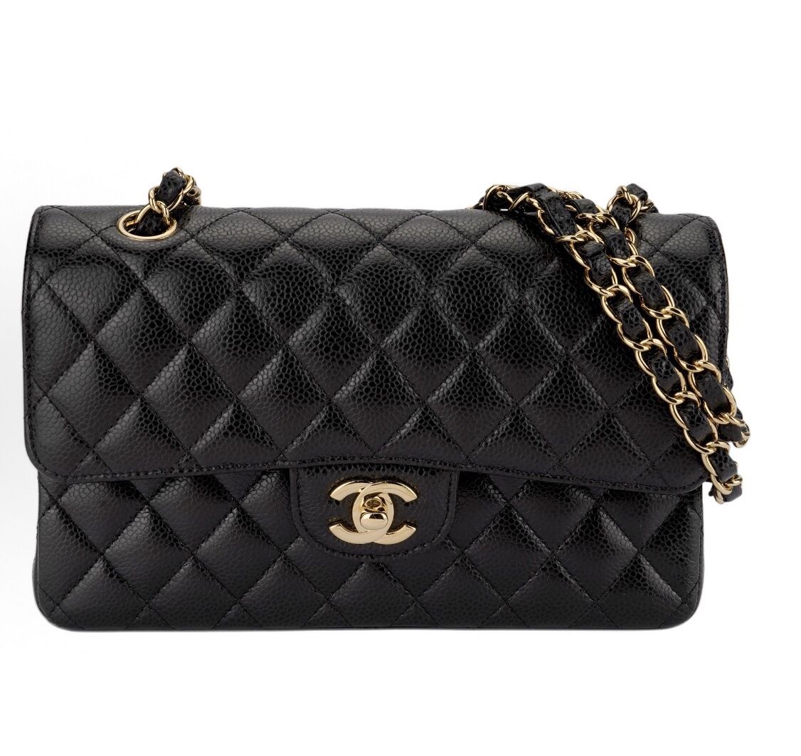 CHANEL Classic Flap CF Classic Chain Shoulder Strap Leather Chain Diamond Grain Embossed Cowhide Crossbody Shoulder Bag Small Size Women's (654)23